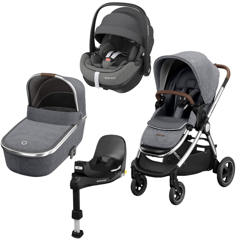 Adorra Luxe, Pebble 360ºPro, Oria Luxe e Familyfix 360ºPro Twillic Grey/Select Grey da Maxi Cosi