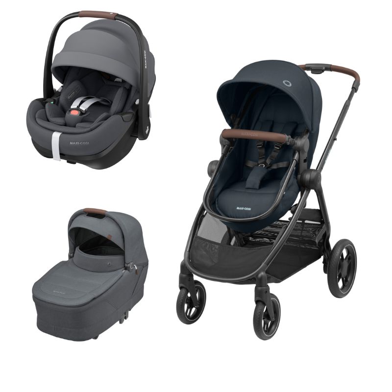 Conjunto Zelia³ Graphite Pebble Pro 2 e alcofa Sense Graphite da Maxi Cosi 