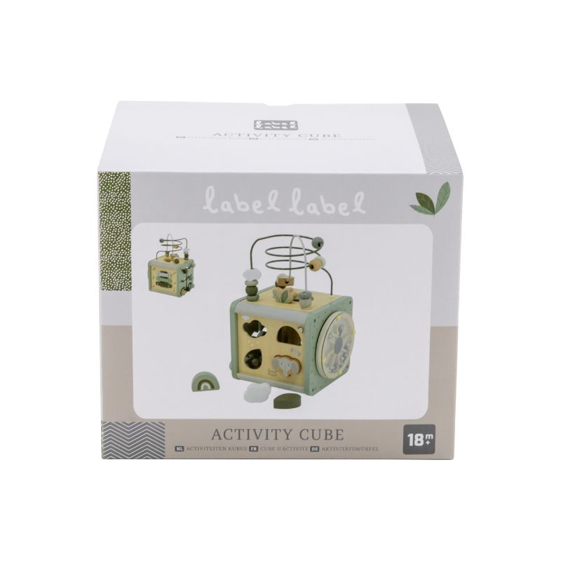 Cubo de atividades de Madeira Olive Green da Label Label 6