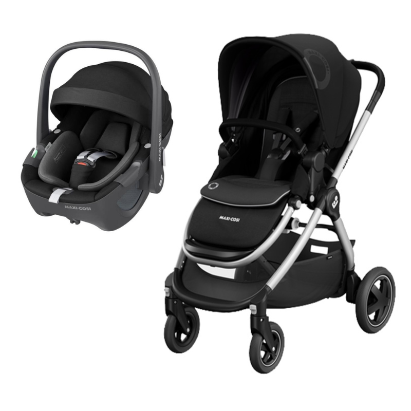 Duo carrinho Adorra e cadeira auto Pebble 360º Essential Black da Maxi Cosi